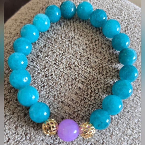 10mm Amazonite Amethyst Bracelet - Picture 4 of 13